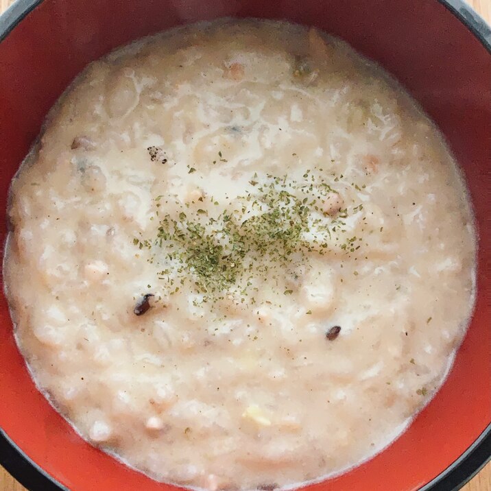 トロトロ穀米の味噌豆乳チャウダー雑炊
